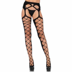 LEG AVENUE Diamond Net Opaque Stockings