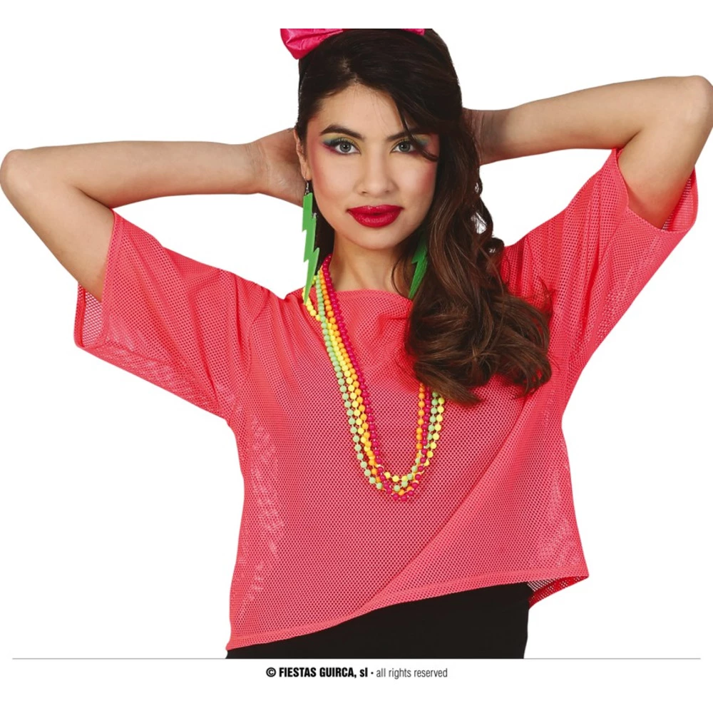 Neon Pink Fishnet Shirt 3 Neon Pink Fishnet Shirt