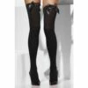 Smiffys Opaque Hold Ups Black With Bow -Smiffys Shop 42752 2 551365a008