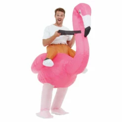 Smiffys Inflatable Ride Em Flamingo Costume, Pink