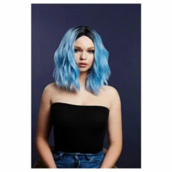 Smiffys Fever Cara Wig, Baby Blue