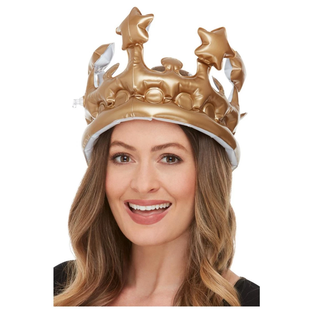 Smiffys Inflatable Crown, Gold 3 Smiffys Inflatable Crown, Gold