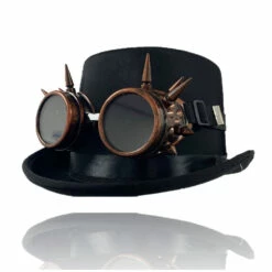 Black Top Hat & Bronze Spike Goggles
