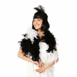 Feather Boa, White And Black