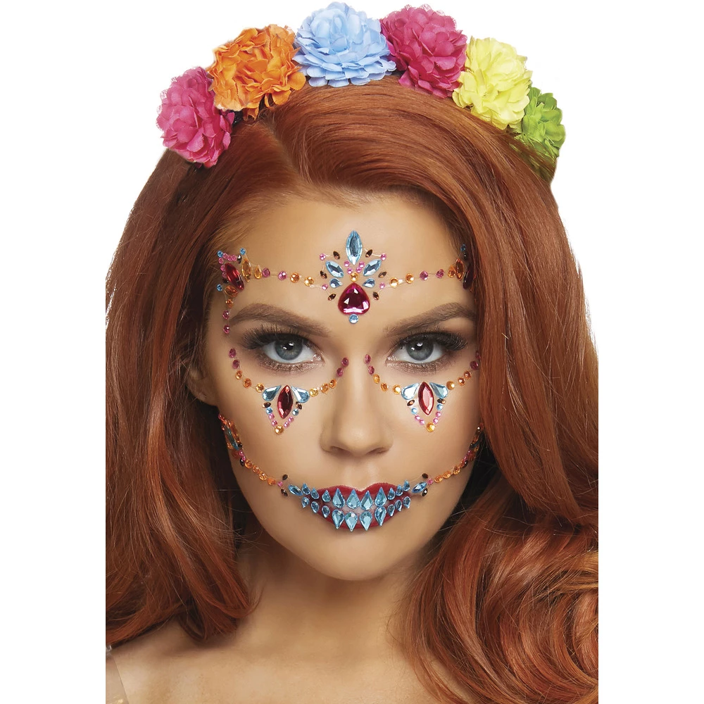 LEG AVENUE Sugar Skull Face Jewels Sticker 3 LEG AVENUE Sugar Skull Face Jewels Sticker