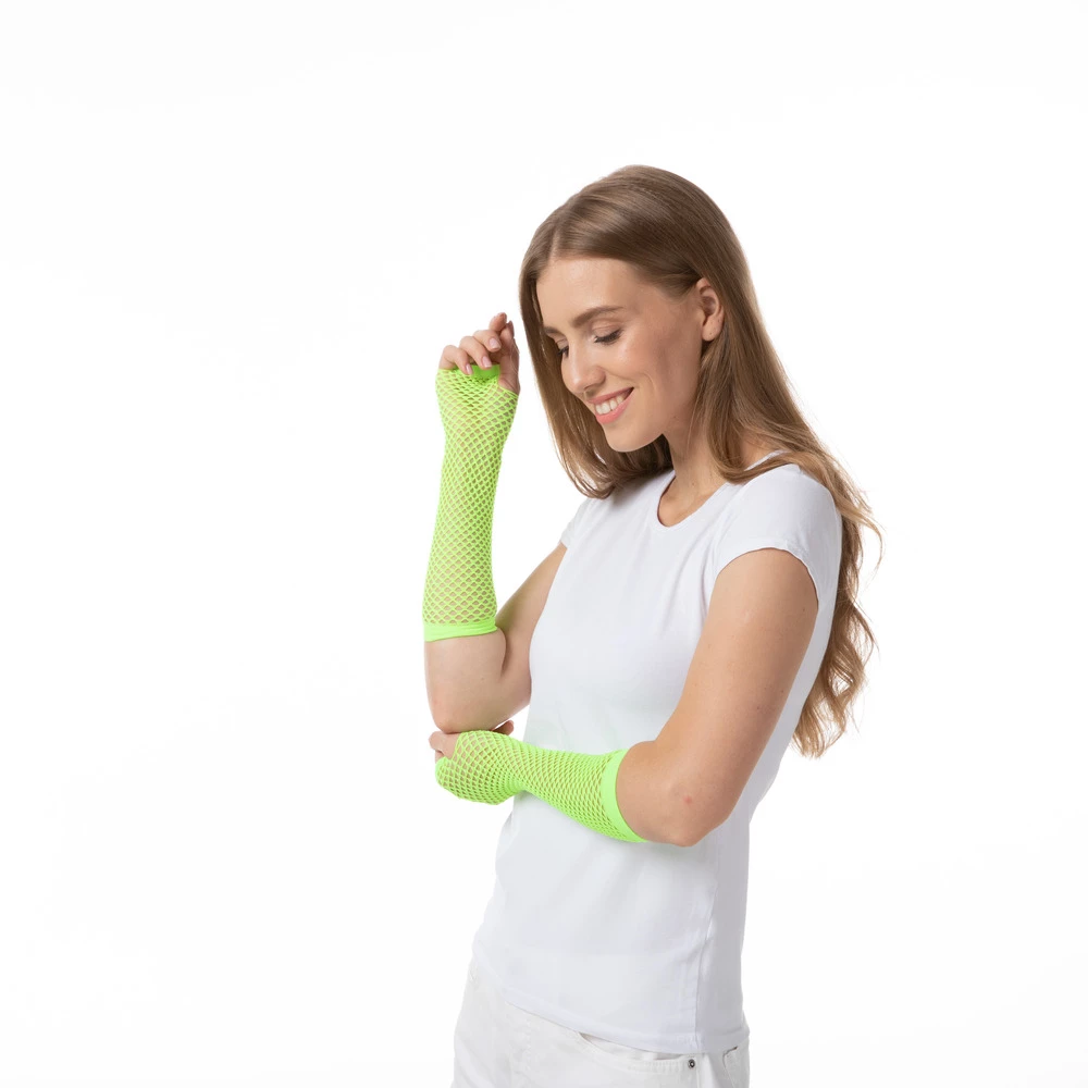 Fishnet Gloves, Neon Green 5 Fishnet Gloves, Neon Green - Image 3