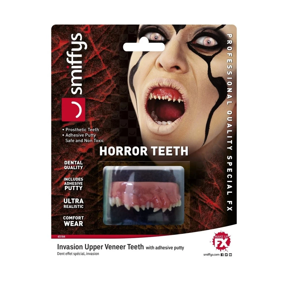 Smiffys Horror Teeth, Invasion, With Upper Veneer Teeth 3 Smiffys Horror Teeth, Invasion, With Upper Veneer Teeth