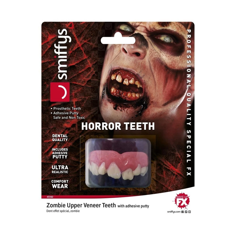 Smiffys Horror Teeth, Zombie, With Upper Veneer Teeth 3 Smiffys Horror Teeth, Zombie, With Upper Veneer Teeth