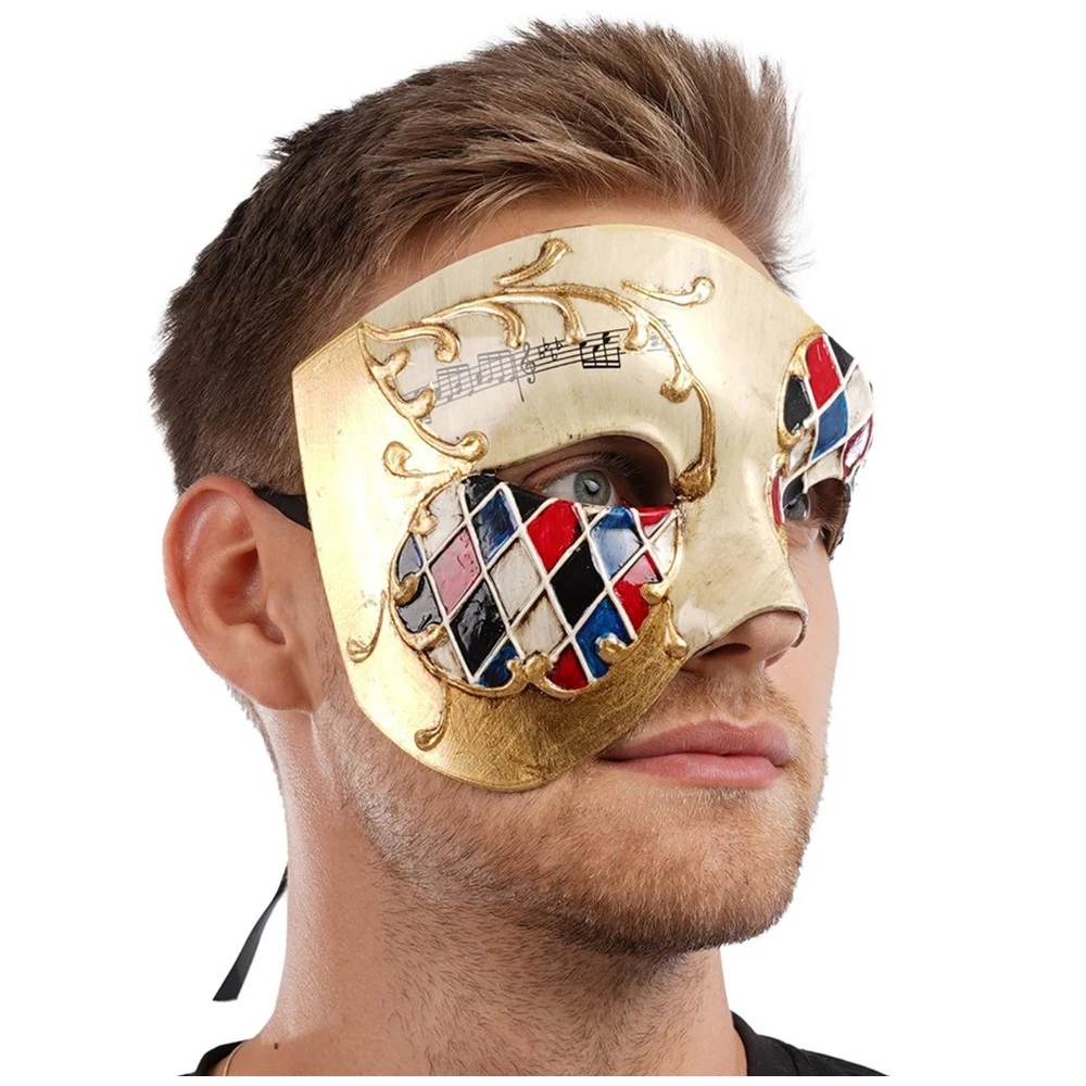 Venetian Half Face Mask, Beige 3 Venetian Half Face Mask, Beige
