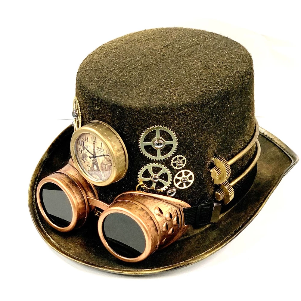 Steampunk Hat With Bronze Goggles 3 Steampunk Hat With Bronze Goggles