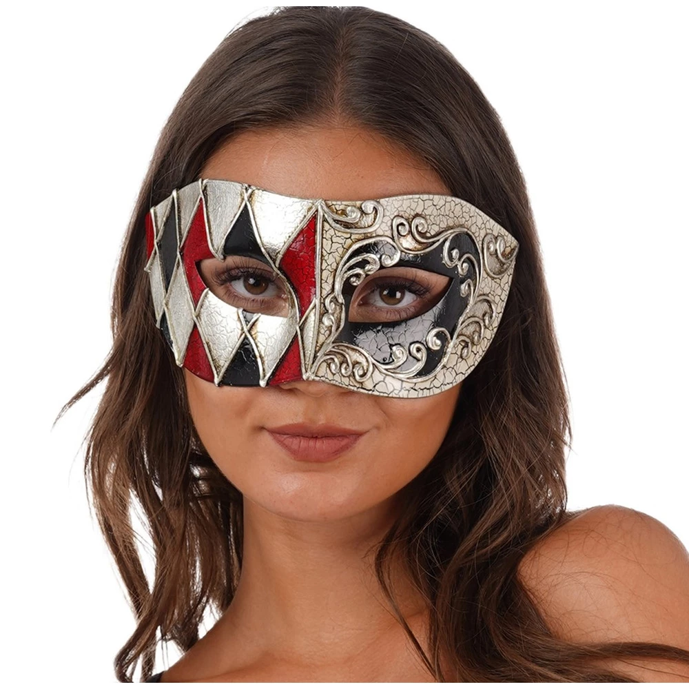 Venetian Eye Mask, Red 4 Venetian Eye Mask, Red - Image 2