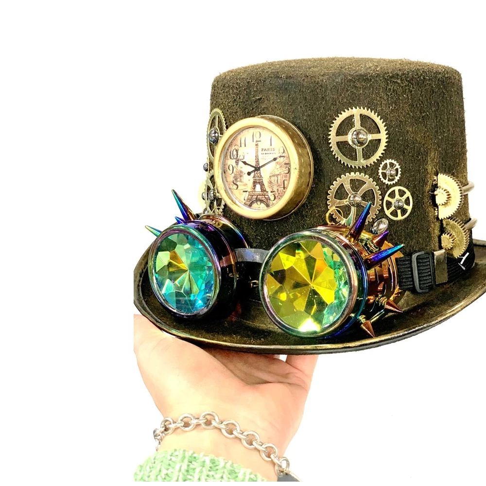 Steampunk Hat With Rainbow Goggles 5 Steampunk Hat With Rainbow Goggles - Image 3