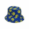 Bucket Hat - Blue With Yellow Leaf