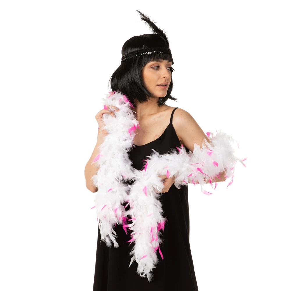 Feather Boa, White With Pink Tips 3 Feather Boa, White With Pink Tips
