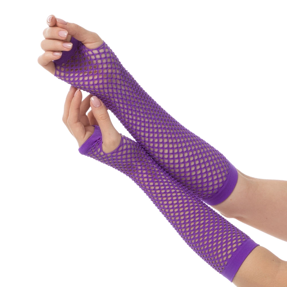 Fishnet Gloves, Purple 3 Fishnet Gloves, Purple