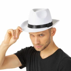 Deluxe Gangster Hat, White