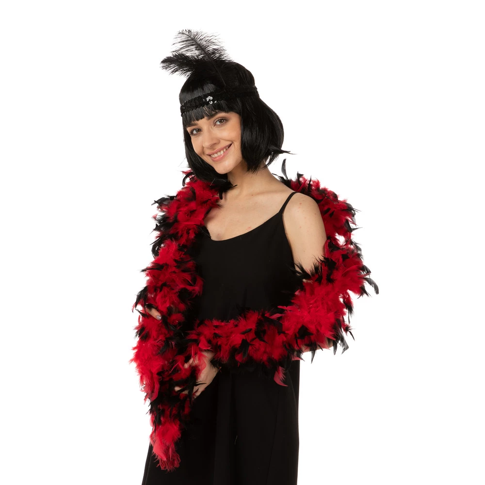 Feather Boa, Red With Black Tips 3 Feather Boa, Red With Black Tips