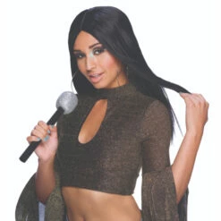 Luxury Long Black Wig -Smiffys Shop xx 7c3603d546